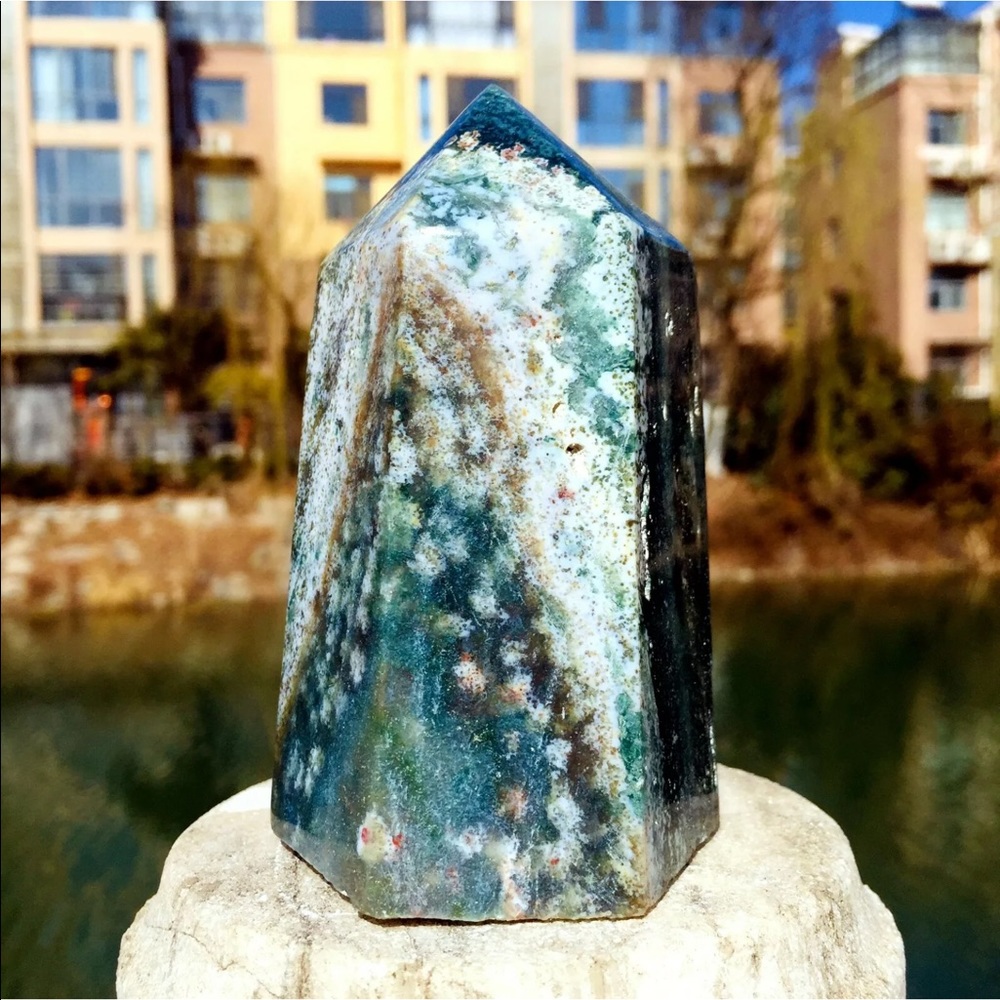 Natural Ocean Jasper gem stone tower ✨Charged✨ - Picture 2 of 7